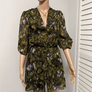 Zara Olive and Lavender Midi Dress